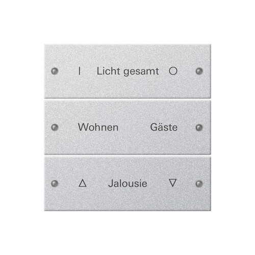 220326 GIRA Wippenset 3fach, beschriftbar System 55 Farbe Alu Produktbild Front View L