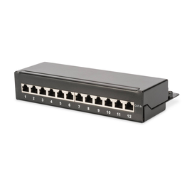 DN-91612SD-EA Digitus Desktop AP CAT6A Patchpanel 12-Port Schwarz bis 500MHz Produktbild