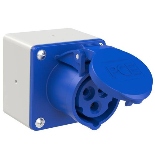 80013-6 PC-E Aufputzdose 16A 3p 6h IP44 Produktbild Front View L