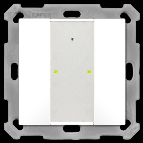 BE-TA55P2.G2 MDT KNX Taster 2-fach Plus LED Reinweiss glänzend für 55mm Programm Produktbild Front View L