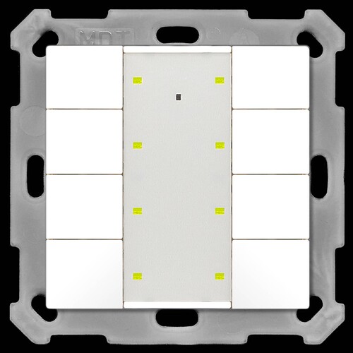 BE-TA55P8.G2 MDT KNX Taster 8-fach Plus LED Reinweiss glänzend für 55mm Programm Produktbild Front View L