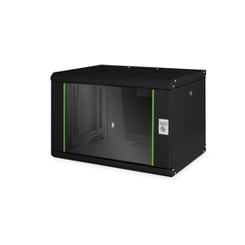 DN-19-07U-SW Digitus Schrank Wandmontage 7HE, Glastür Schwarz H400xB600xT450mm Produktbild front M