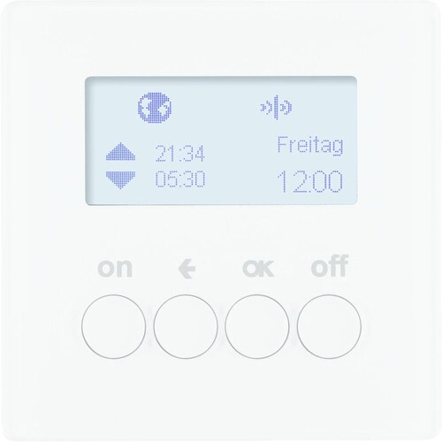 85745229 BERKER KNX Funk Q.x Zeitschalt- uhr, quicklink, polarweiß, samt Produktbild Front View L