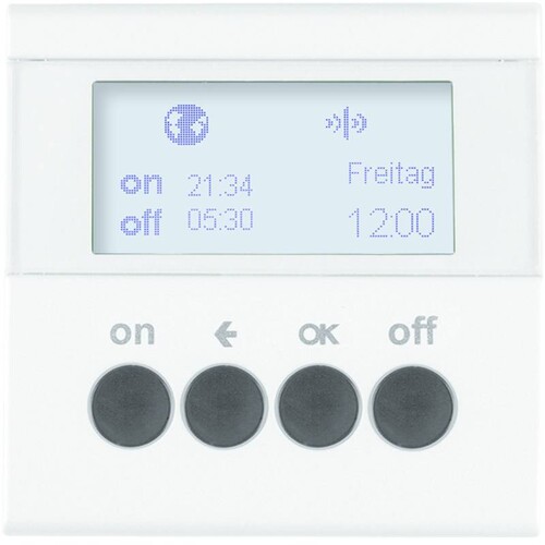 85745289 BERKER KNX Funk S.1/B.x Zeitschaltuhr, quicklink, polarweiß glz. Produktbild Front View L