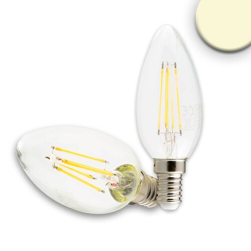 112438 ISOLED LED Kerze Filament E14 4W 340lm 2700K klar warmweiß dimmbarEEI:A++ Produktbild