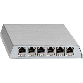 23810106 Rutenbeck RUTENBECK Patchpanel ClassEA, 6 RJ45 Ap, lichtgrau, PP C Produktbild front M