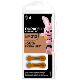 5000394167247 Duracell EasyTab 312 (PR41) Hörgerätebatterie 6er Produktbild