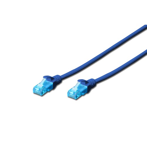 DK-1512-030/B Digitus Patchk.Cat.5e 3m U/UTP BLAU Premium Line AWG26/7 Produktbild Front View L