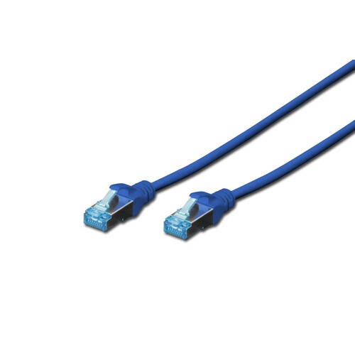 DK-1531-005/B Digitus Patchk.Cat.5e 0,5m SF/UTP BLAU Premium Line AWG26/7 Produktbild Front View L