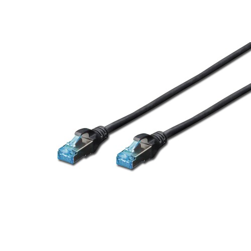 DK-1532-010/BL Digitus Patchk.Cat.5e 1m SF/UTP BLACK Premium Line AWG26/7 Produktbild Front View L