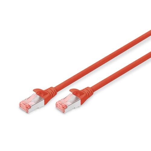 DK-1644-005/R Digitus Patchk. Cat.6 S/FTP 0,5m Rot AWG27/7  LSOH Produktbild