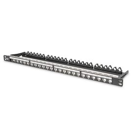 DN-91422 Digitus Patchpanel Modular 24port 05HE 19 0.5HE, RAL9005, shielded Produktbild front M