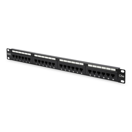 DN-91524U Digitus CAT.5e Patchpanel, 24xRJ45 UTP 19 1HE, RAL9005, UTP Produktbild front M