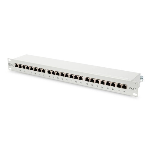 DN-91624S Digitus CAT.6  Patchpanel, 24xRJ45 STP 19 1HE, RAL7035, STP Produktbild