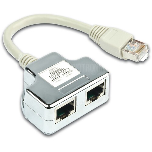 ADP T 2X CAT6 Triotronik KAT6 Adapter, 2x 10/100BaseT, Portdoppler Produktbild Front View L