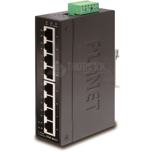 ISW-801T Planet IP30 Slim Type 8 Port Industrial Fast Ethernet Switch  ( 40 t Produktbild Front View L