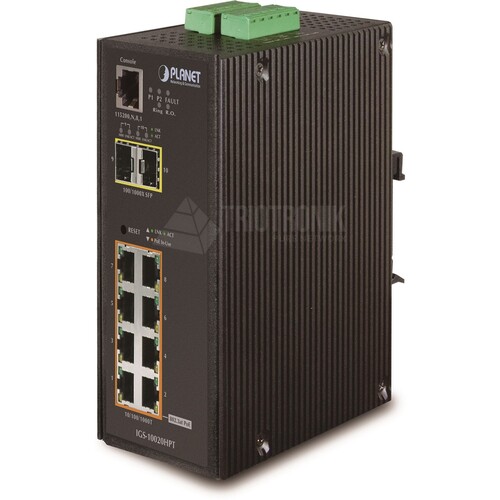 IGS-10020HPT Planet IP30 L2/L4 SNMP Manageable 8 Port Gigabit POE+(AT)  Swi Produktbild Front View L