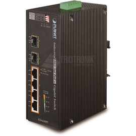 IGS-624HPT Planet IP30 6 Port Gigabit Switch with 4 Port 802.3AT POE+ plus 2 Produktbild front M