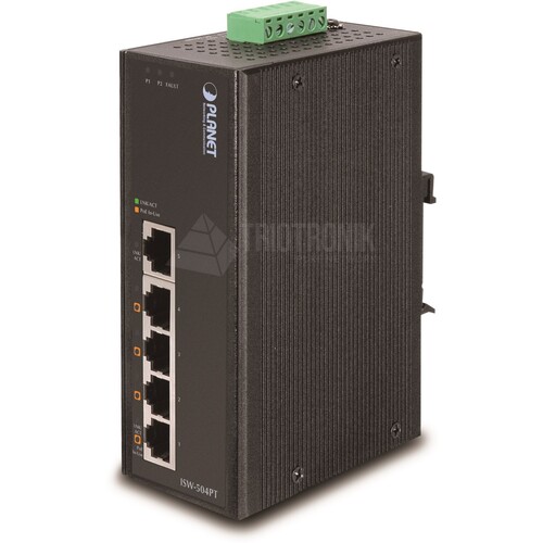 ISW-504PT Planet IP30 5 Port/TP POE Industrial Fast Ethernet Switch  ( 40 t Produktbild Front View L