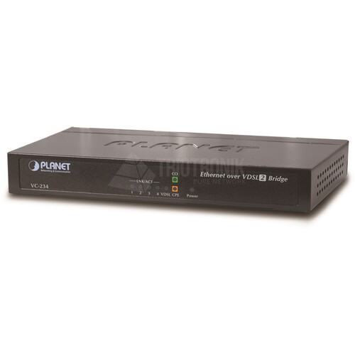 VC-234 Planet 100/100 Mbps Ethernet (4 Port LAN) to VDSL2 Bridge    30a profile Produktbild Front View L