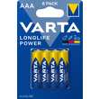 04903121438 VARTA LONGLIFE Power AAA (8STK.-BL.) Micro Batterie Produktbild