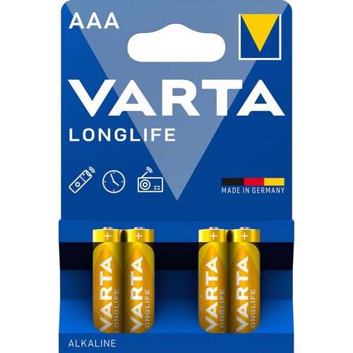 04103101414 VARTA LONGLIFE AAA (4STK.-BL.) Micro Batterie Produktbild Front View L