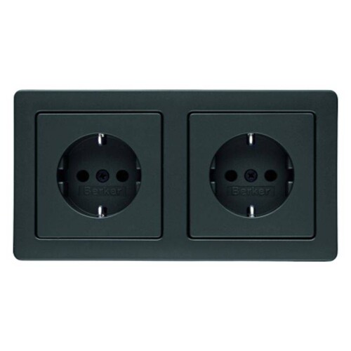47206086 Berker Q.1 SSD Kombination 2fach mit Rahmen anthrazit, samt Produktbild