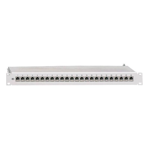 238101100 Rutenbeck RUTENBECK Patchpanel ClassEA, 19/1 HE    24 RJ45, grau,PP Ca Produktbild Front View L