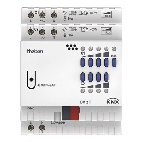 T4940270 Theben KNX Universaldimmaktor 2f. DM2T REG Produktbild Front View L