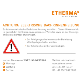 25786 ETHERMA Warnaufkleber "Achtung: elektrische Dachrinnenheizung" Produktbild