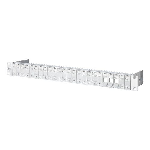 130920-00KE Metz Connect19" Modulträger Keystone 1HE 24-Port Grau leer gesch. Produktbild