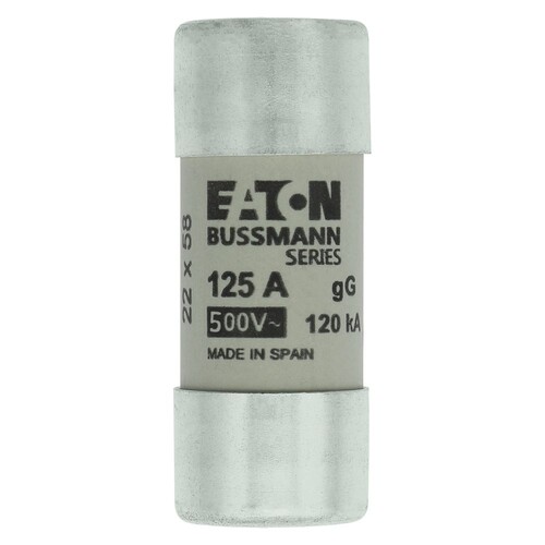 C22G125 Eaton CYLINDRICAL FUSE 22 x 58 125A GG 400V AC Produktbild