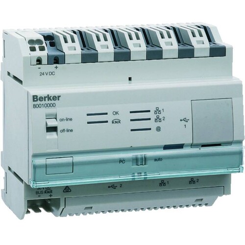 80010000 Berker KNX easy link REG 6TE Konfigurationsserver, 24VDC Produktbild Front View L