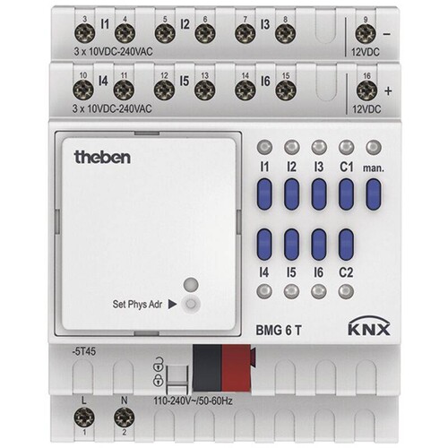 T4930230 Theben KNX Binäreingang 6fach BMG6T REG Produktbild Front View L