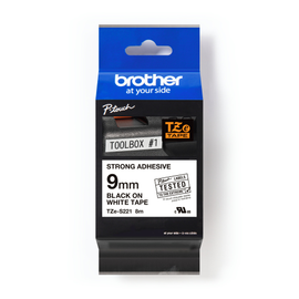 TZeS221 Brother Pro-Tape Schriftband 8m 9mm BAND WEISS SCHRIFT SCHWARZ Produktbild