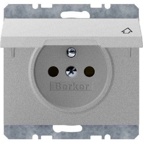 6765777103 Berker BERKER K.5 STD mit Schutzkontaktstift    und Klappdeckel, Produktbild Front View L
