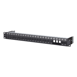130A20-BK-E Metz Connect Keystone 19 Zoll Modulträger 1HE 24 Port schwarz un Produktbild front M