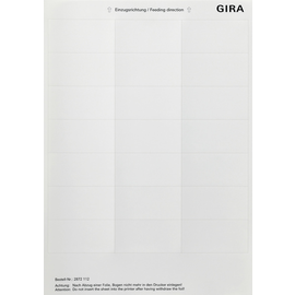 2872112 Gira Beschriftungsbögen 33,5x67mm Zubehör Reinweiß Produktbild