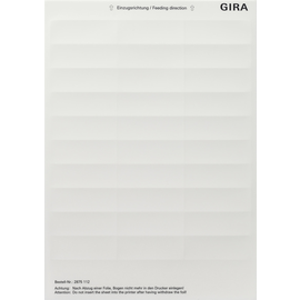 2875112 Gira Beschriftungsbögen 23,7x66,3mm Zubehör Reinweiß Produktbild front M