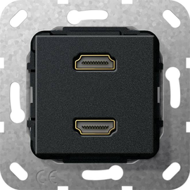 567110 Gira HDMI 2fach Gender Changer Einsatz Schwarz matt Produktbild