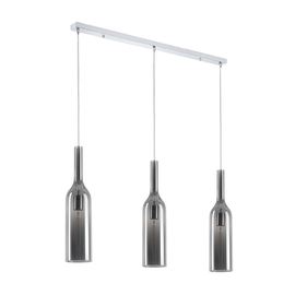 15763/90-A Leuchtwurm HL DSCHINNIE 3fl/verchromt/Gläser grau dm11/L90/H49/ Produktbild front M