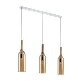 15763/90-GE Leuchtwurm HL DSCHINNIE 3fl/verchromt/Gläser amber dm11/L90/H49 Produktbild front M