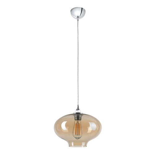 15767/27-GE Leuchtwurm HL     LUCIANO 1fl/verchromt/Glas bernstein dm27/Kabel Produktbild Front View L