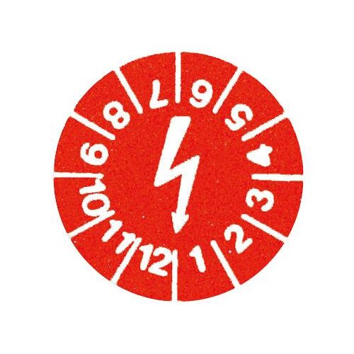 182670 Cimco Prüfplakette "Blitz" rot 15mm (1 Karte = 10 Etiketten) Produktbild Front View L