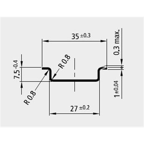 88694207 E-Term SS 35 DB gelocht Schnappschiene 2000mm nieder Produktbild Front View L