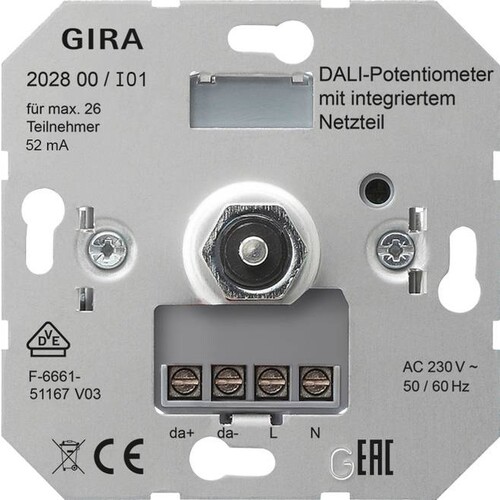 202800 GIRA DALI-Potentiometer mit integriertem Netzteil Produktbild Front View L