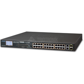 FGSW-2622VHP Planet Switch 19Zoll 24Port 10/1000 2Port 1000 2xSFP PoE+ Produktbild front M