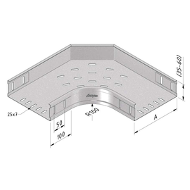 10072 Trayco CT60-B90-100-PG Kabelrinne Bogen 100 Produktbild