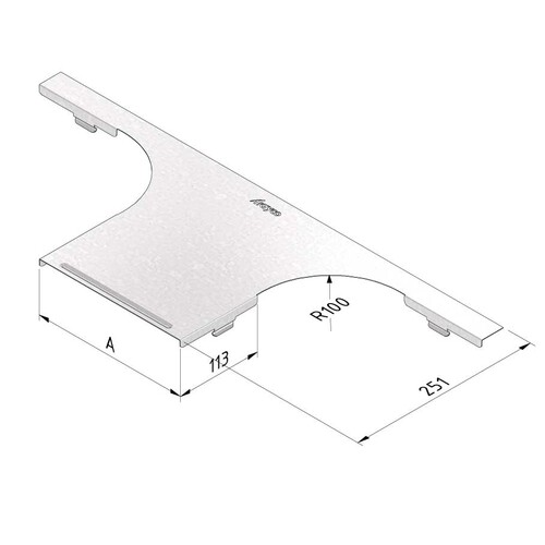 12574 Trayco CT-CBR-200-PG Kabelrinne Deckel für Abzweigstück 200mm Produktbild