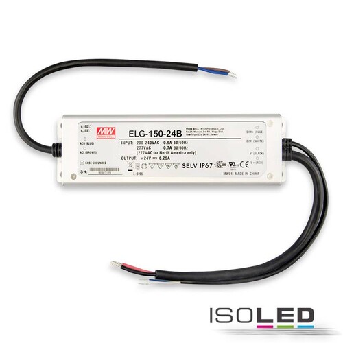 112713 ISOLED LED Trafo 0-150W 24V/DC 1-10V dimmbar IP67 219x63x36mm Produktbild